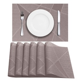 LAPONO Table Mats Set of 6, 45 x 30cm Large Rectangle Place Mats PVC Table Placemats Washable Non-slip Heat Resistant Placemats for Kitchen Dinning Restaurant outdoor garden Hotel (Beige)