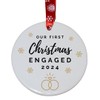 Second Ave First Christmas Engaged White Ceramic Hanging Circle Christmas