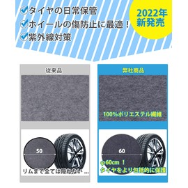 AutoGo Tire Storage 【Thickened 4-Piece Set Diameter 23.6 inches】Tire Tote Felt Pads Protective Pads Wheel Protection Wheel Felt Dust Prevention Disc Surface Protection Car Storage Wheel Cover