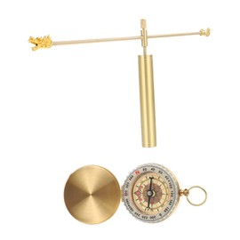 LABRIMP Copper Feng Shui Dowsing Rod Set with Dragon Head Compass Portable Water Detection Tool for Home Outdoor Use 12.59In