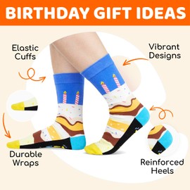 HAPPYPOP 77th Birthday Gifts Ideas Socks - Best Socks for 77 Year Old Men Women, 77th Birthday Gifts for Him Her Elderly Blue