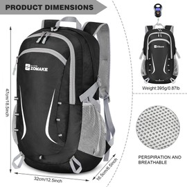 ZOMAKE Lightweight Packable Backpack 35L - Foldable Backpack Leger Sac à Dos Light Daypack Water-Resistant Large Packable Bag Collapsible Hiking Backpack for Travel(Black)