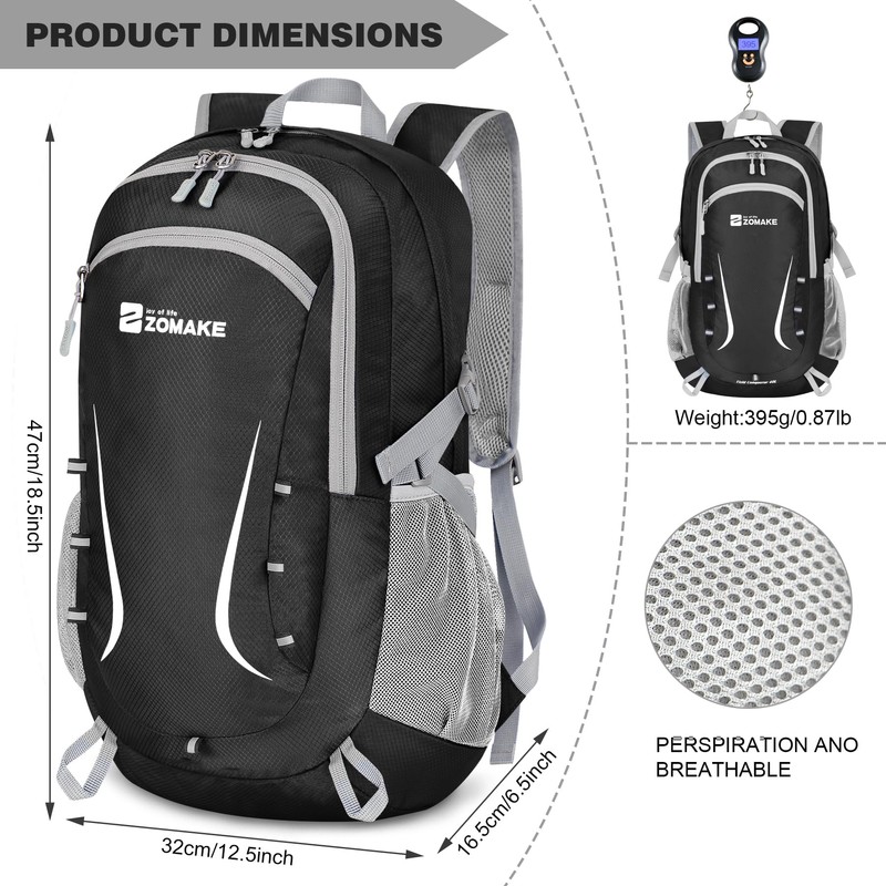 ZOMAKE Lightweight Packable Backpack 35L - Foldable Backpack Leger Sac