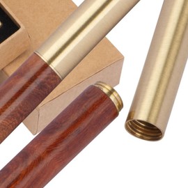 Extraordinary High Quality Mini Writing Set with Rollerball Pen - Rollerball Pen and Fountain Pen Made of Brass and Wood for Screwing Together in Gift Case