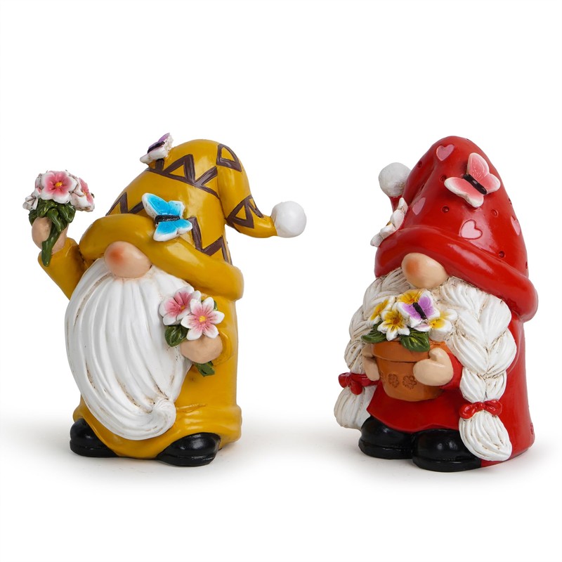 Hodao Spring Dance Gnome Set - Butterfly Gnome Figurine Holding