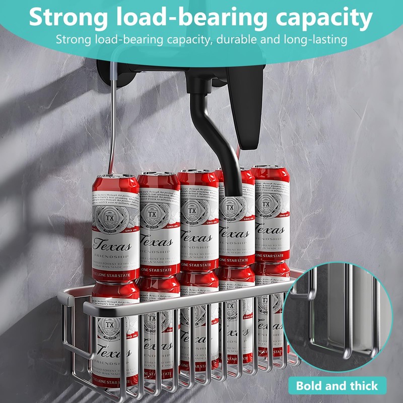 PZJFH Shower Caddy, Hook Design Shower Shelf，Strong Load-Bearing Capacity Shower，Bathroom