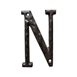 Jerrybaby 5 Inch House Letters, Rustic Cast Iron Metal Home Address Number & Letters/Unique Hammered Look, Letter N