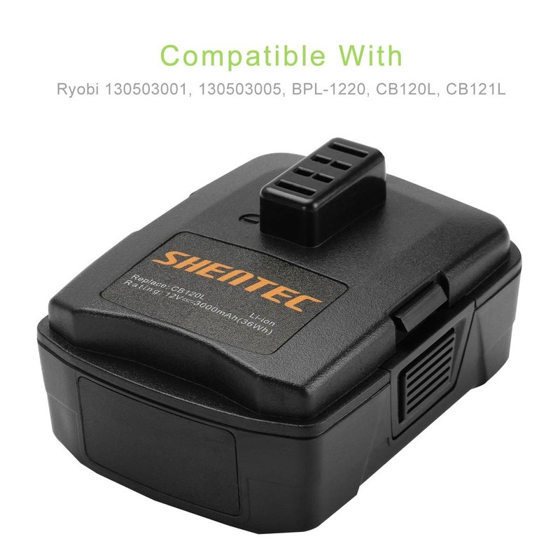 Shentec 2-Pack 3.0Ah 12V Battery Compatible with RYOBI CB120L CB121L