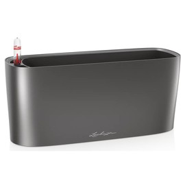 Lechuza 15467 Delta 10 屋内外用 12インチ x 4インチ x 5インチ セルフウォータープランター 6個 チャコールメタリック