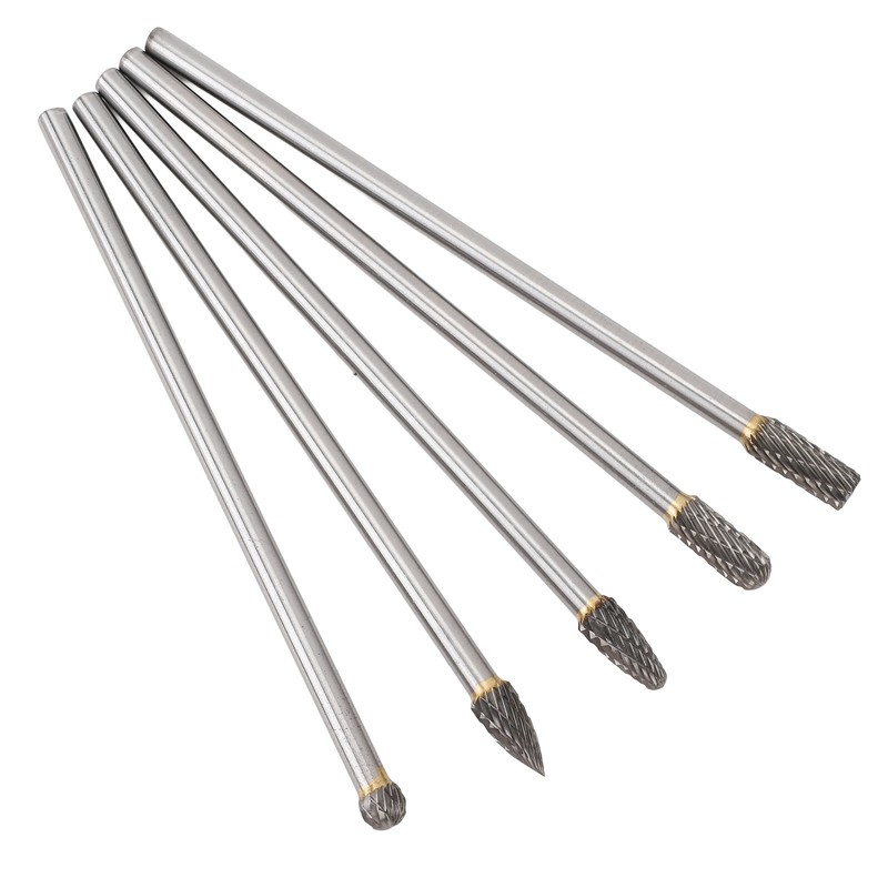 5pcs Rotary Tool Carbide Burr Set 150mm Double Grain Long