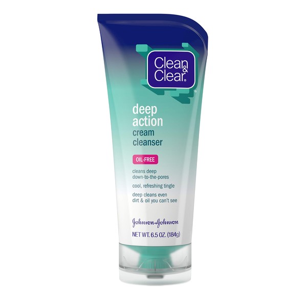 Clean & Clear Oil Free Deep Action Cream Cleanser, 6.5 Ounce (Value Pack of 4)