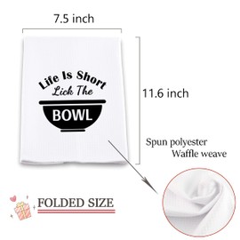 Flour Sack Dish Towel Life Short Lick The Bowl Towel Funny kitchen Towels With Saying White Decorative Towels