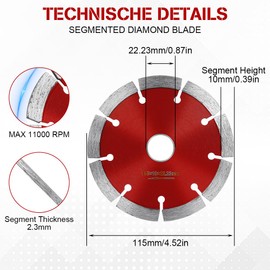 Flintronic Diamond Disc 115 mm, Pack of 2 Diamond Cutting Disc, Diamond Tile Disc Extra Thin, Universal Cutting Disc for Concrete, Granite, Stone, Masonry, Brick