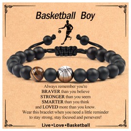 CXLDTE Basketball Gifts for Boys 8-12, Basketball Bracelet Accessories Stuff Birthday Valentine's Day Graduation Easter Basket Stuffers Baptism Christmas Gifts for Teenage Teen Boys Teens