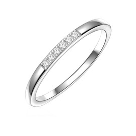 Glanzstücke München Women's Ring Made of 925 Sterling Silver with Zirconia – Silver Ring Band Ring Stacking Ring, Silver, Cubic Zirconia
