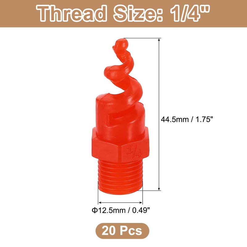 sourcing map 6Pcs Spiral Cone Nozzles, 1/4" Male PP Plastic