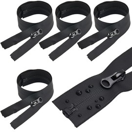 GORGECRAFT 5Pcs 16.5 Inch Waterproof Zippers Black #5 Nylon Coil Separating Zippers with Zipper Puller Sewer Tailor Tools for Sewing Crafts Clothes Jackets Bags Luggage Down Coats Raincoats