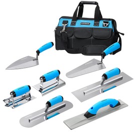 KEZERS 8-in-1 Concrete Finishing Tools Kit: Magnesium Float, Finishing & Pool Trowel, Gauging & Brick Trowel, Concrete Groover & Edger for Masonry, Stucco Repair & Bricklaying
