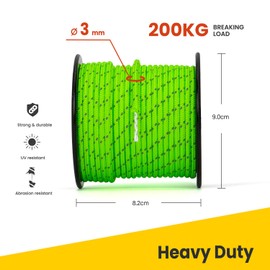 Brotree Guy Ropes Camping 30 m Tent Cord with 6 x Tensioners 3 mm Reflective Guy Ropes with Rope Tensioner for Tent Camping Awning Awning (Neon Green)