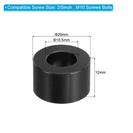 PATIKIL M10 Aluminum Spacer 4pcs Metal Spacer Aluminum 10.5mm ID x 20mm OD x 12mm L Aluminum Spacer Screw Stand Round Black