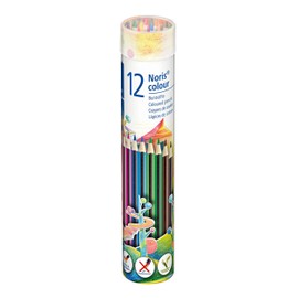 STAEDTLER Noris colour colouring pencils (high breaking strength, hexagonal shape, attractive stripe design, ergonomic soft surface, WOPEX material, set of 12 colours, metal round box), 185 MD12