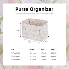 ArcDiary Rayon Purse Organizer Insert, unique pattern Bag organizer, bag in bag for luxury bags, fit Picotin 18/22 bags (PC18, French Tulips)