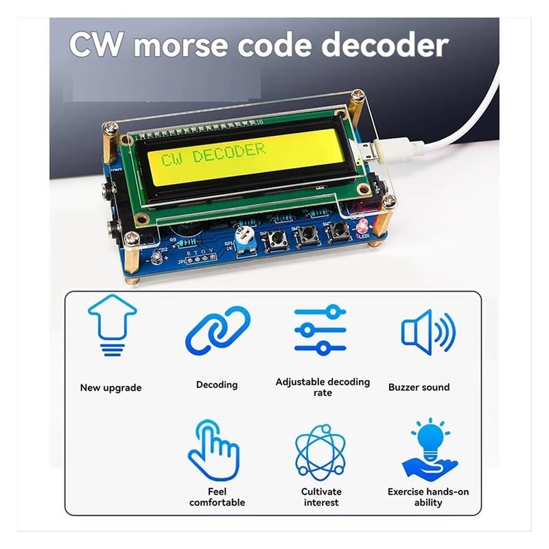 Comphic Upgraded CW Morse Code Decoder Finished +Case+Button Kit with