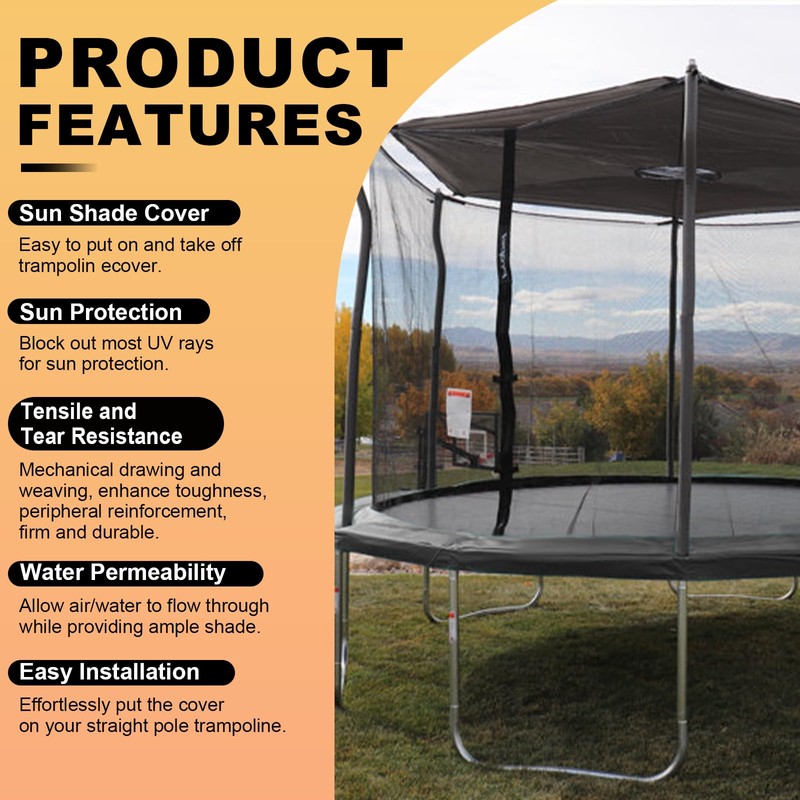 14ft Trampoline Shade Cover, Outdoor Sun Protection Top Cover for
