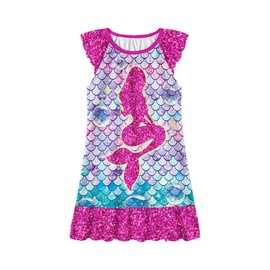 LQSZ Girls Nightgown Flutter Sleeves Pajamas Dream Mermaid Princess Casual Dress for Girls 4 5t