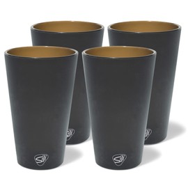 Silipint: Silicone Pint Glasses: 4 Pack Smoke - 16oz Reusable Unbreakable Cups, Flexible, Sustainable, Hot/Cold, Non-Slip Easy Grip