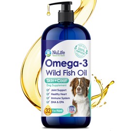 Liquid Fish Oil for Dogs with Omega 3, 6 & 9 Fatty Acids, Wild Caught from Iceland, Skin and Coat Supplement for Shedding, Itchy Skin, Allergies, Brain and Heart Health, Rich in EPA + DHA - 32 oz