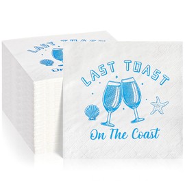 Crtiin 100 Pcs Last Toast On The Coast Bachelorette Party Napkins, Bachelorette Decoration Accessories, Beach Party Favors Bulk for Bride Bridesmaid Gifts, Supplies for Bach Wedding(Coast)
