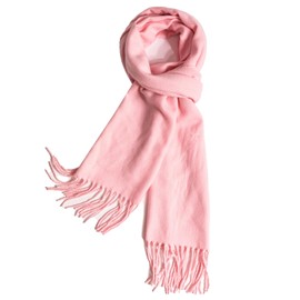 TUSHUSTY Scarf For Men Women Winter Warm Neck Plaid Solid Scarves Fall Softest Classic Pink