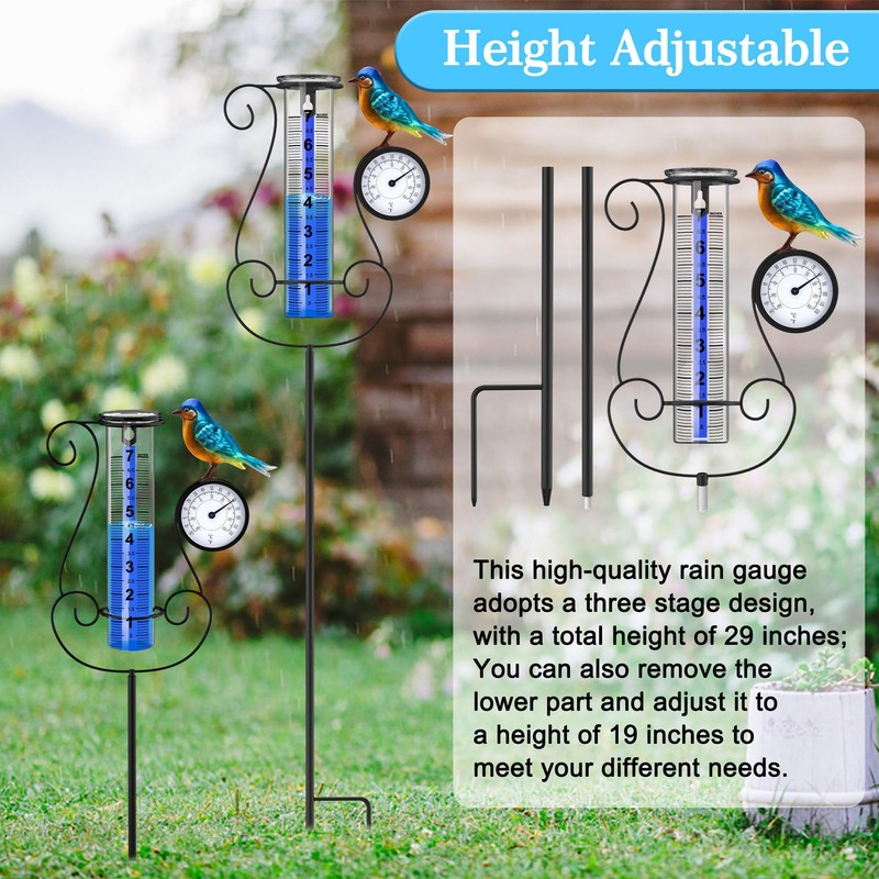 Rose Manor Outdoor Rain Gauge, Large Color Digital Rain Gauge