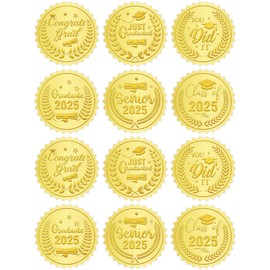 Lucleag 360PCS Embossed Graduation Envelope Seals Stickers, Gold Foil Class of 2025 Graduation Stickers for Congrats Grad Envelopes Seals Gift Cards Present Packaging Party Favor, 1.5 inch
