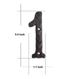 Cast Iron House Numbers- 6 Inch Rustic Address Number- Solid & Heavy Duty/Easy Install with Matching Screws (Number 1)