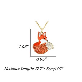 HCTCPALS Gold Fox Necklace for Women Fox Enamel Charm Pendant Necklace Cute Animal Jewelry Gifts for Birthday