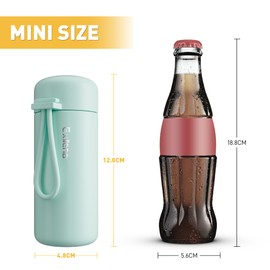 Mini Water Bottles 5oz Pack of 3, Small Insulated Water Bottles for Hot&Cold Drinks, Water Bottle Purse with Carry Handle - 100% Leakproof, Winter Essential for Hot Drinks (Mint+Pink+Yellow)