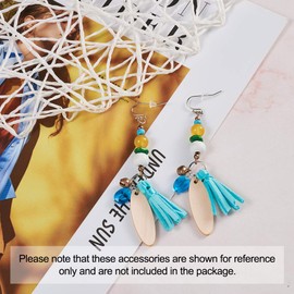 KISSITTY 200pcs Natural Unfinished Blank Wooden Oval Flat Pendants Wheat 1.4x0.47 Inch for Earring Pendant Jewelry DIY Craft Making