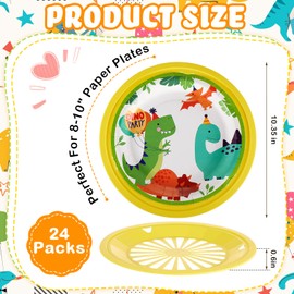 Tessco 24 Pcs Plastic Paper Plate Holders 10 Inch Reusable Paper Plate Holders Round Plate Holder Bright Colors Paper Plate Dispenser with Snap in Grooves for 9 Inch Paper Plates Party(Mixed Colors)