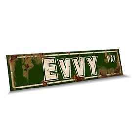 Customola - Evvy Name Green White Color Street Sign, 4"x 18" Aluminum Metal Novelty Sign, Indoor - Outdoor, Design p76