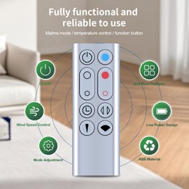 CLVIZCXOM Fan Remote Control Replacement for Dyson AM09 HP00 HP01 Pure Hot + Cool Air Purifying Heater, Part NO.967197-13 (Sliver)