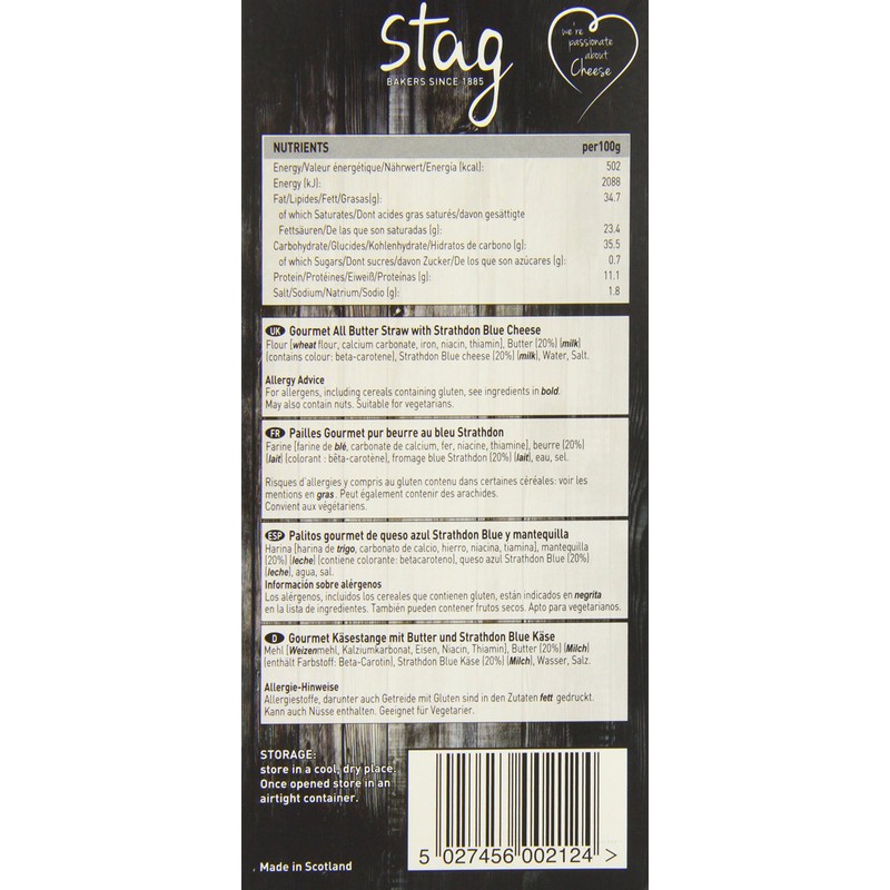 Stag Bakeries Cheese Straws with Strathdon Blue 100g