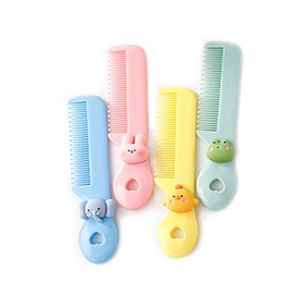 Kuskins 4 Pack Baby Hair Combs Set - Newborn Comb for Girls & Boys, Anti-Knot Pain-Free Wide Tooth Baby Combs for Wet/Dry/Curly Hair, Toddler Hairbrush Kit with Animal Shapes (Multicolor)