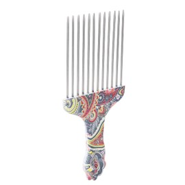 Afro Comb, Steel Needle Pick Comb Abrasion Resistant Non-Toxic Hair Scalp Curly Hair Styling Ergonomic Hair Pick (Waist Flower K4)