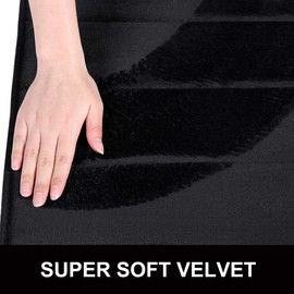 Buganda Memory Foam U-Shaped Contour Toilet Rugs, Non Slip Absorbent Toilet Mat, Thick Soft Washable Bathroom Rugs, Floor Carpet Bath Rugs Mat for Toilet Base (20" x 24", Black)