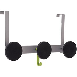 ALBA PMS3P Over The Door Coat Hook, Metal & Plastic, 3 Pegs, Black