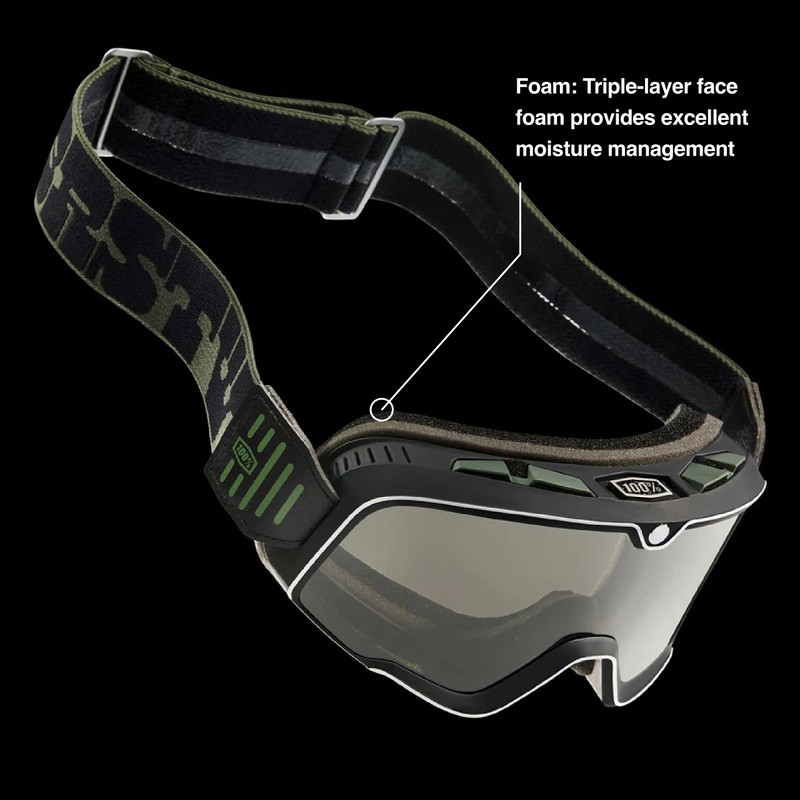 100% BARSTOW Premium Protective Sport Goggles with Minimal Frame (Cardif