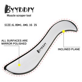 BYYDDIY Stainless Steel Gua Sha Muscle Scraper Tool,Scar Tissue Tool,Physical Therapy Tools,Muscle Scraping Tool,Guasha Massage Scraper,IASTM Tools,Skin Scraping Tool,Soft Tissue Massage Tool