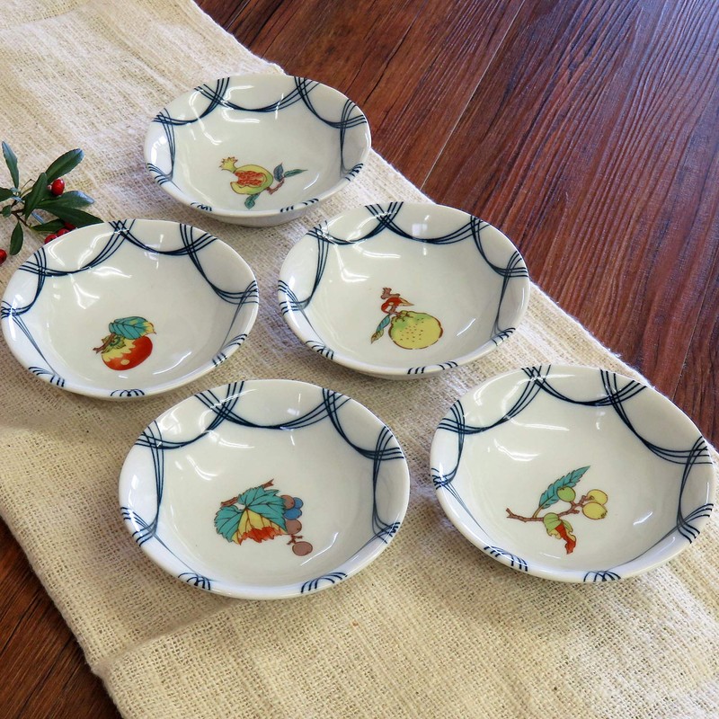 Kutani Ware Small Bowl, Stylish Tableware, Set of 5, Fruit